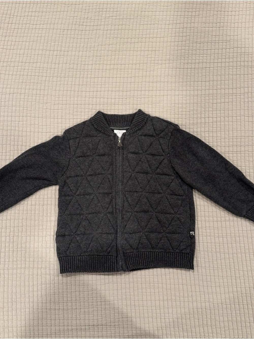 Zara Baby Charcoal Quilted Zip-Front Sweater Jacket - 18-24 Months